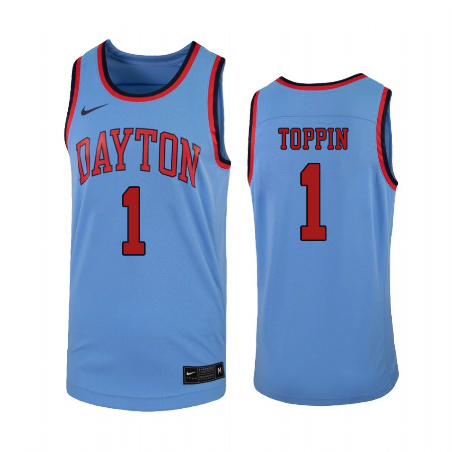 Men #1 Obi Toppin Dayton Flyers College Basketball Jerseys Sale-Light Blue
